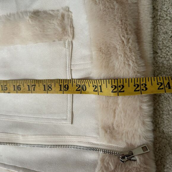 NWT Lulu's Your Moment Suede Cream Aviator Jacket Soft Women's Size Medium - Picture 9 of 9